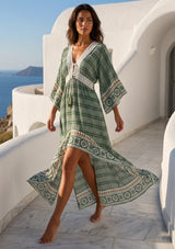 ibBan Printed Cotton Maxi Dress with Hand Embroidery | Luxury Boho Wear - Cheka Maxi Dress