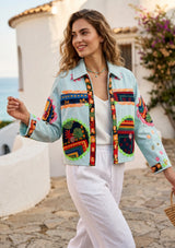 Designer Embroidered Cotton Canvas Jacket for Women | ibBan Collection - Ania