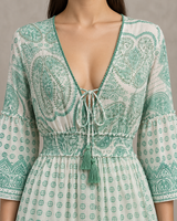 Mayra Long Dress - Hand-Embroidered Cotton