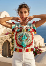 Luxury Embroidered Women's Gilet | Designer Summer Collection | ibBan - Sara