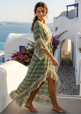 ibBan Printed Cotton Maxi Dress with Hand Embroidery | Luxury Boho Wear - Cheka Maxi Dress