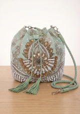 ibBan Beaded  Bag | Hand Embroidered Luxury Bucket Bag -Vidha