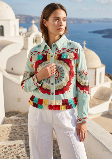ibBan Hand Embroidered Summer Jacket for Women | Artisan Luxury Fashion - Sara