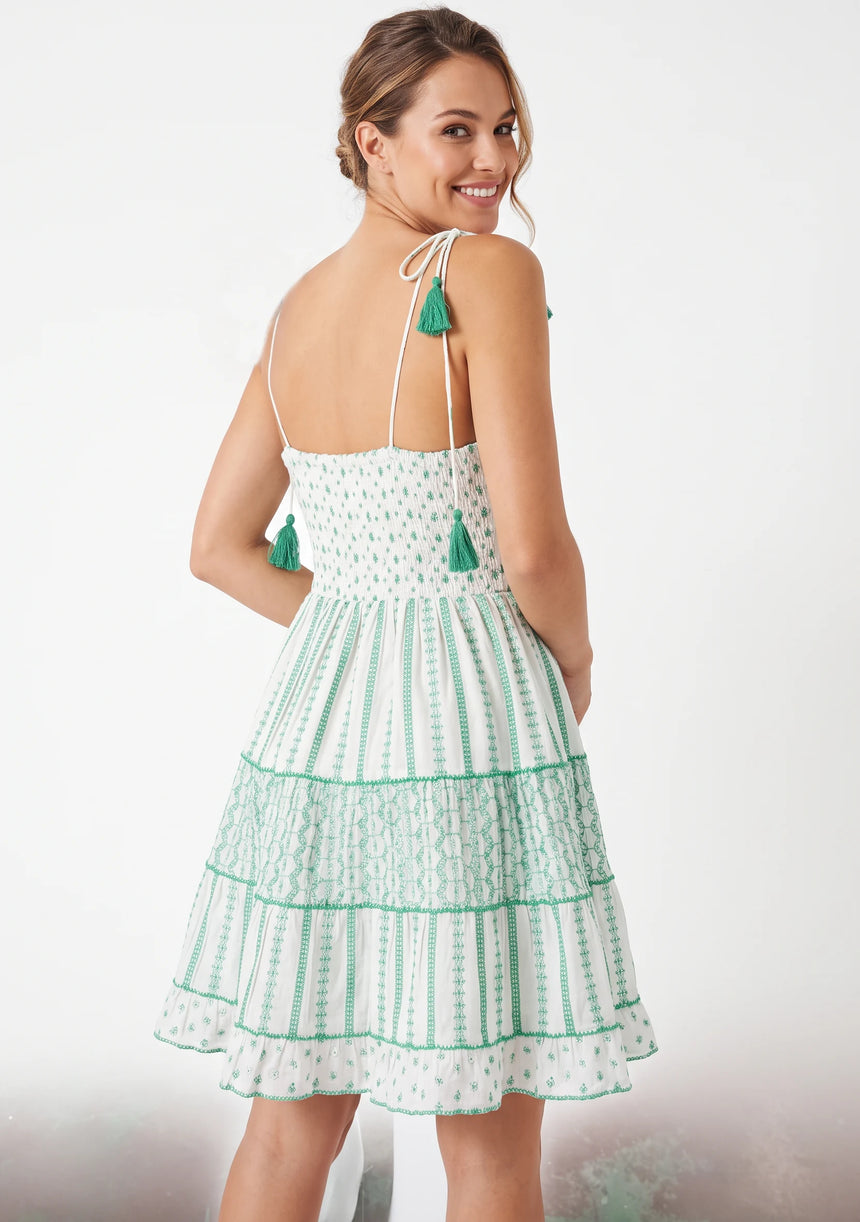 Robe Courte à Bretelles Basima pour Femme ibBan | Broderie Main | Paillettes & Perles | Taille Unique