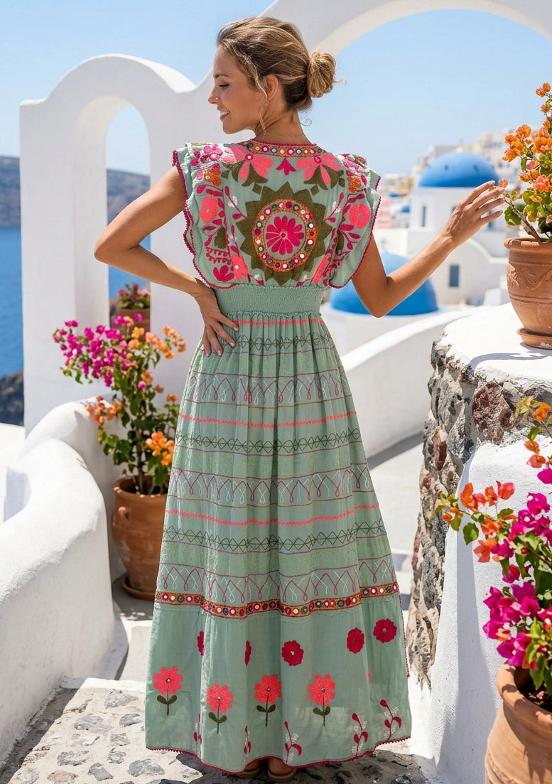 ibBan Hand Embroidered Long Dress | Luxury Bohemian Long Dress - Orla