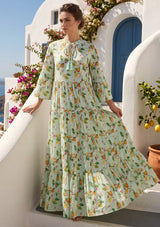 ibBan Printed Cotton Maxi Dress | Women's Floral Summer Long Dress - Hayal Long Dress
