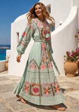 ibBan Pink Embroidered Cotton Maxi Dress | Women's Bohemian Resort Wear-Orla