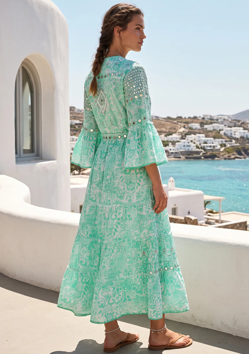 ibBan Hand-Embroidered Cotton Viscose Maxi Dress - Samaya