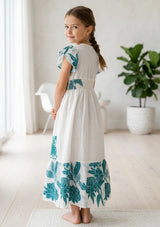 Girls' Printed Cotton dress V-Neck - Yamira