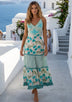 Women's Hand Embroidered Printed Luxury Cotton Sleeveless Strap Dress Halter Neck- Sarifa