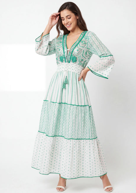 ibBan Robe longue Basima pour femme | Paillettes sur toute la longueur | Occasion spéciale | Taille unique