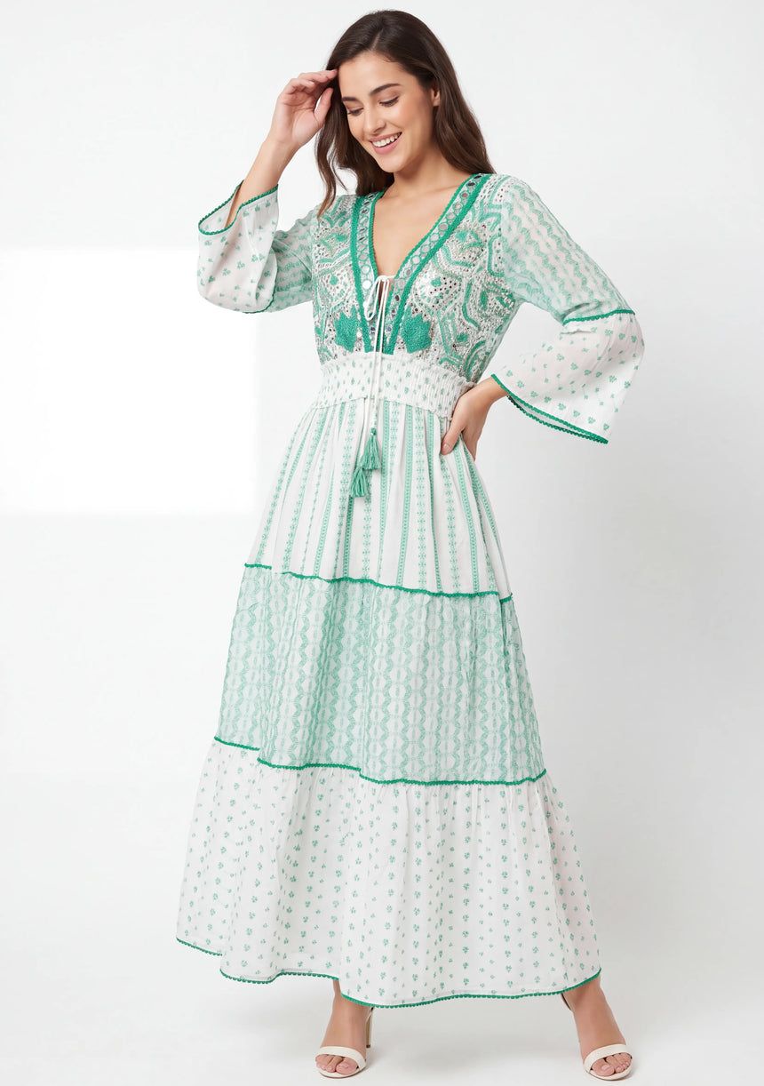 ibBan Robe longue Basima pour femme | Paillettes sur toute la longueur | Occasion spéciale | Taille unique