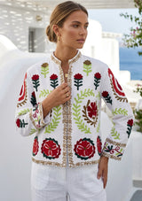 Women's Artisan Hand Embroidery Cotton Canvas Jacket - Ambir Jacket