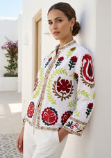 Women's Artisan Hand Embroidery Cotton Canvas Jacket - Ambir Jacket
