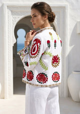 Women's Artisan Hand Embroidery Cotton Canvas Jacket - Ambir Jacket