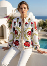 Women's Artisan Hand Embroidery Cotton Canvas Jacket - Ambir Jacket