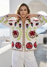 Women's Artisan Hand Embroidery Cotton Canvas Jacket - Ambir Jacket