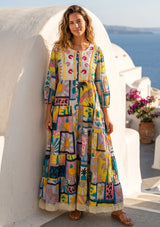 ibBan Printed Cotton Long Tunic Dress | Boho Maxi Dress for Women - Arzu