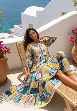 ibBan Printed Cotton Long Tunic Dress | Boho Maxi Dress for Women - Arzu