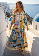 ibBan Printed Cotton Long Tunic Dress | Boho Maxi Dress for Women - Arzu
