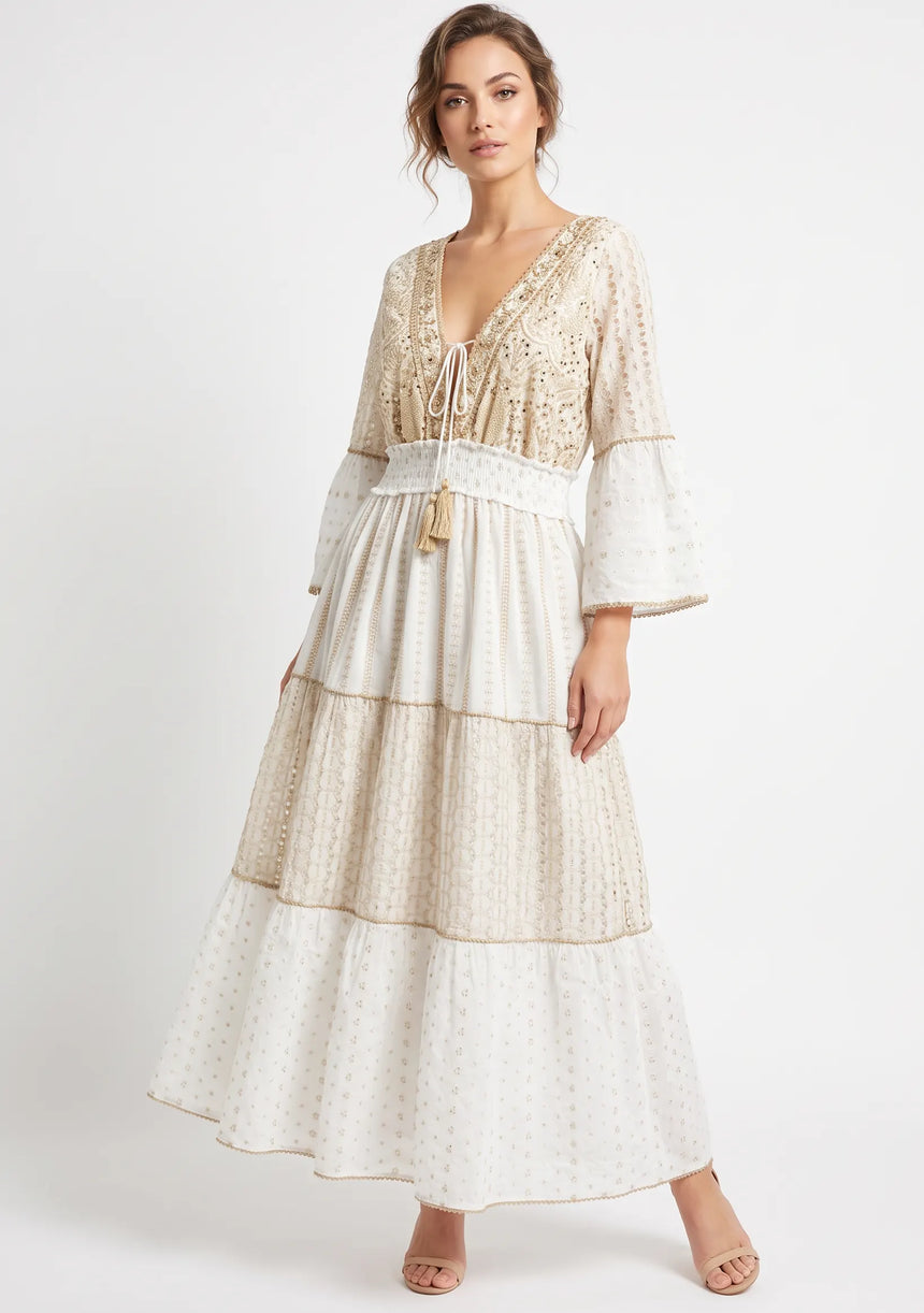 ibBan Robe longue Basima pour femme | Paillettes sur toute la longueur | Occasion spéciale | Taille unique