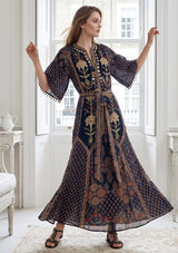 ibBan Women’s Printed Cotton  Long Dress One Size -Shyana