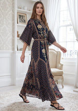 ibBan Women’s Printed Cotton  Long Dress One Size -Shyana