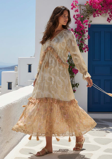 ibBan Vestido Largo para Mujer Juana | Brillo Lurex | Talla Única