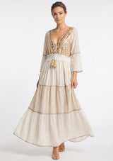 ibBan Robe longue Basima pour femme | Paillettes sur toute la longueur | Occasion spéciale | Taille unique