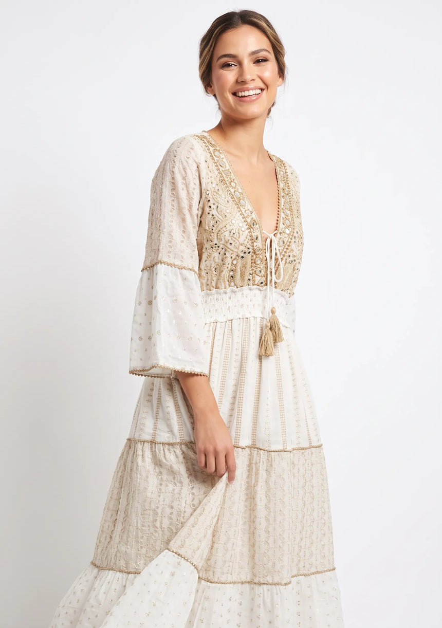 ibBan Robe longue Basima pour femme | Paillettes sur toute la longueur | Occasion spéciale | Taille unique