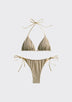 Women's Beige Printed Bikini Set Adjustable Strap - Indigo