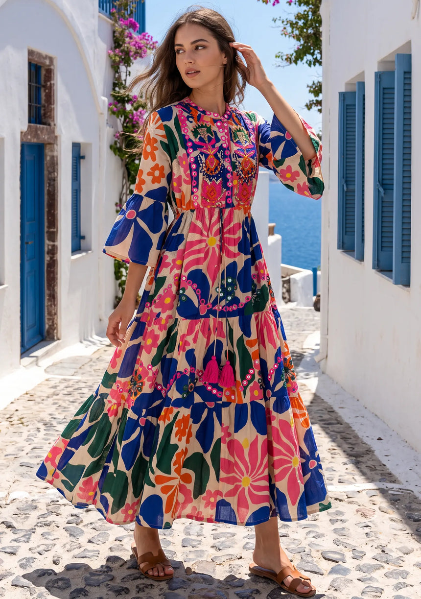 ibBan Multicolour Printed Cotton Long Tunic - Zohal