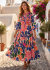 ibBan Multicolour Printed Cotton Long Tunic - Zohal