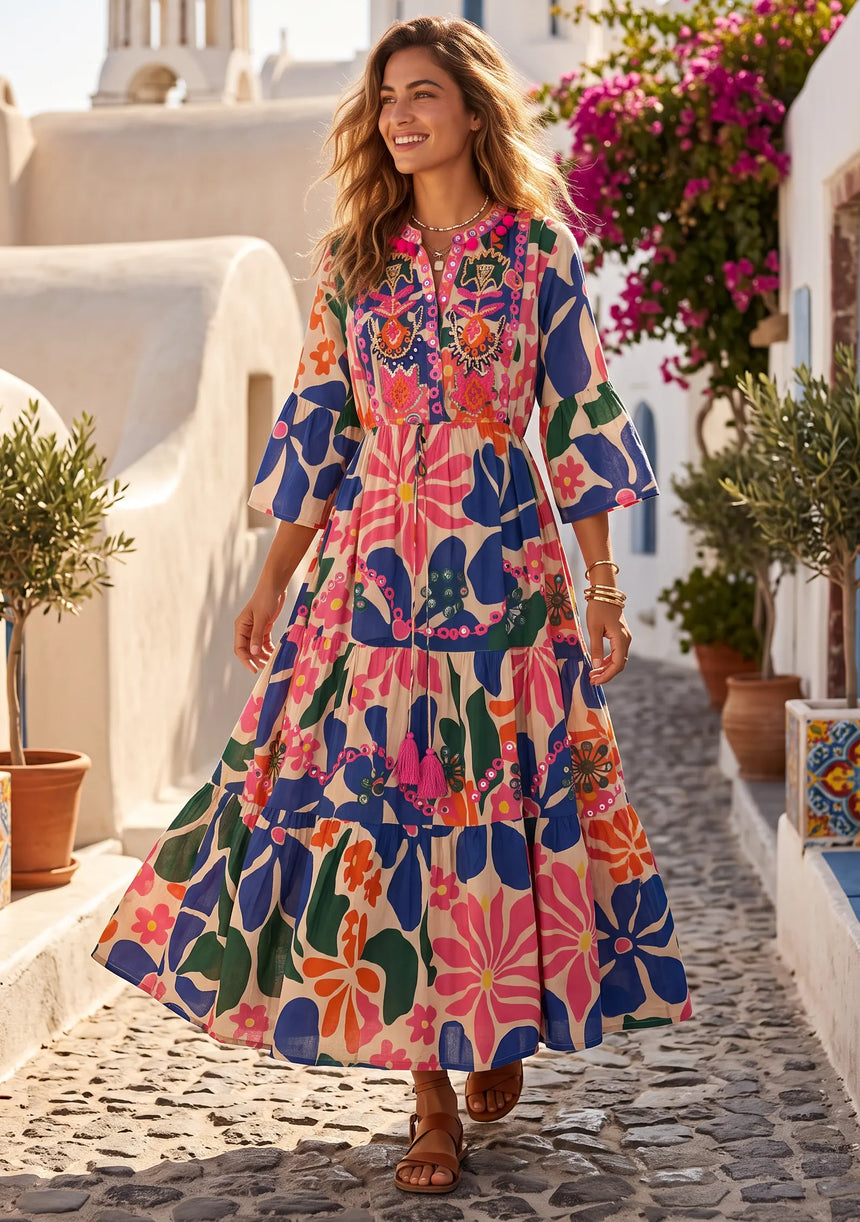 ibBan Multicolour Printed Cotton Long Tunic - Zohal