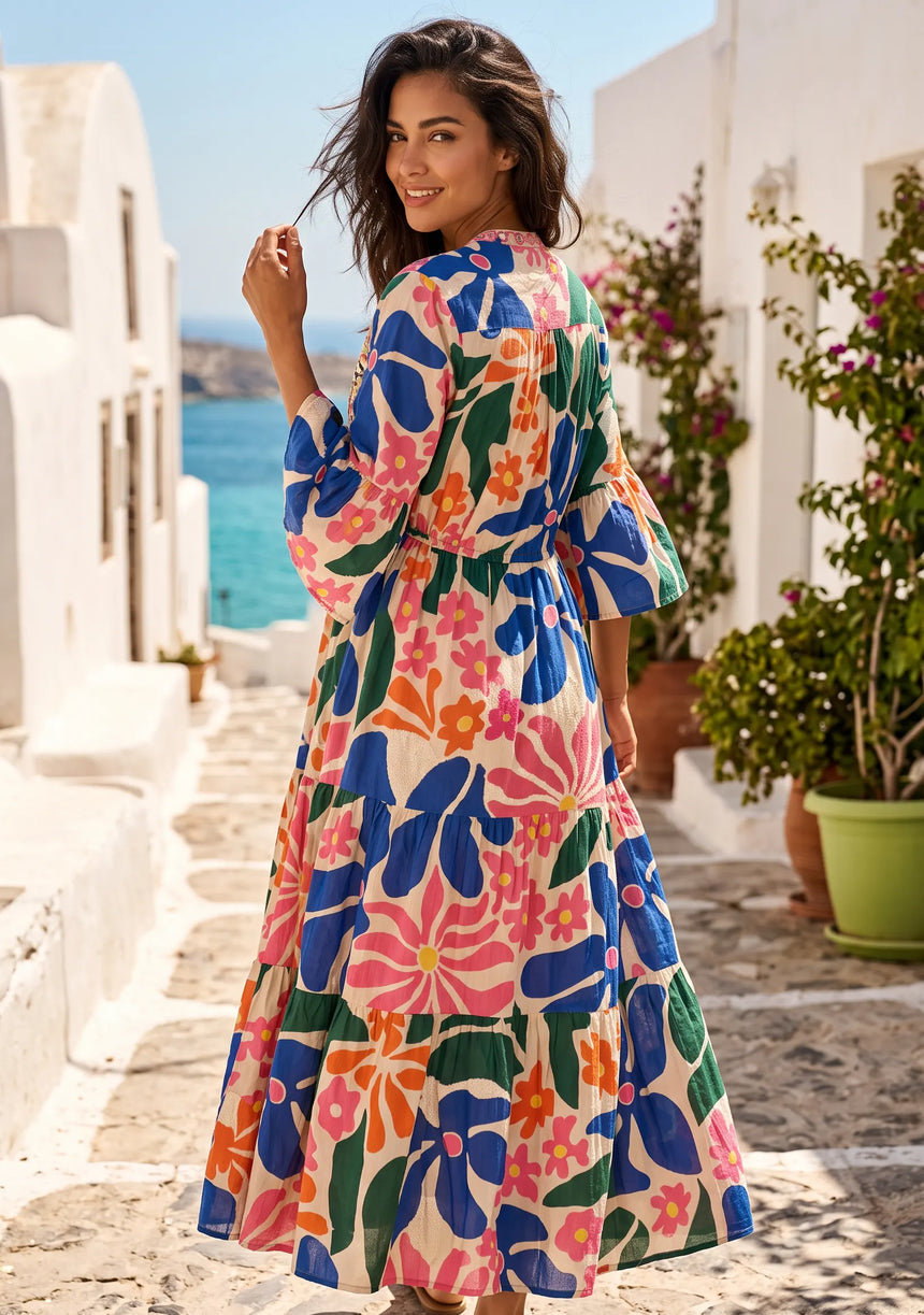 ibBan Multicolour Printed Cotton Long Tunic - Zohal