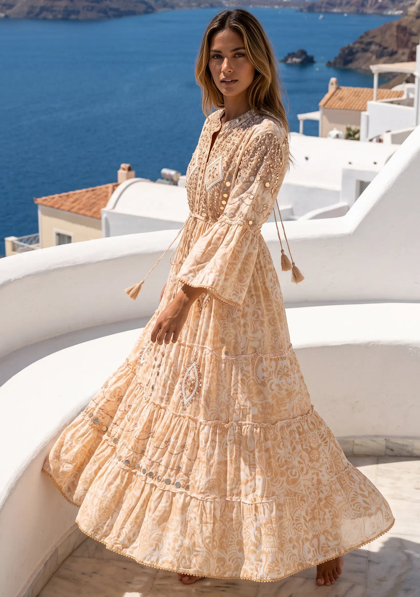 ibBan Hand-Embroidered Cotton Viscose Maxi Dress - Samaya
