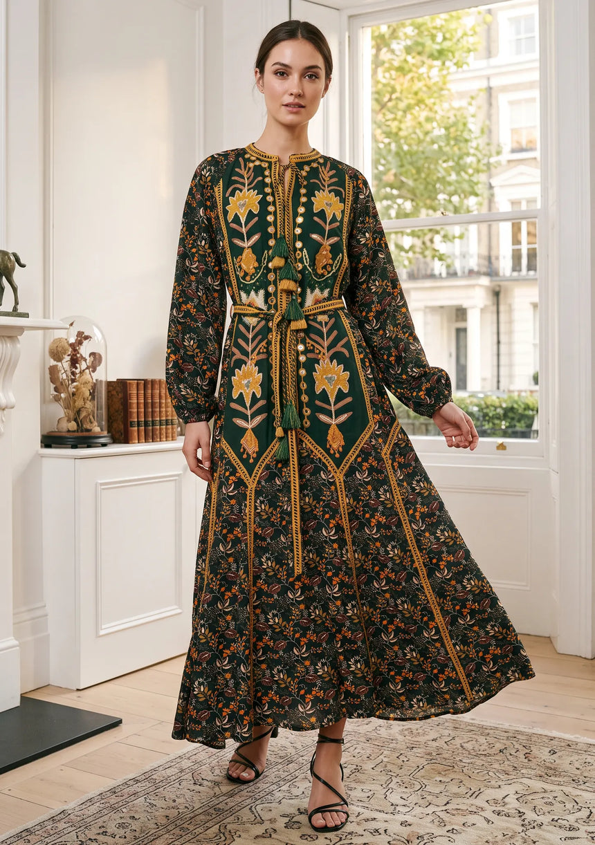 ibBan Women’s Printed Cotton Long Dress - Rifa