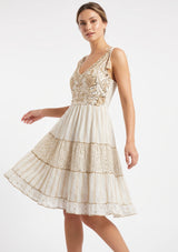 Robe Courte à Bretelles Basima pour Femme ibBan | Broderie Main | Paillettes & Perles | Taille Unique