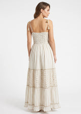 Robe longue à bretelles ibBan pour femme Basima | Broderie main | Paillettes | Taille unique