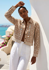 Women's Artisan Heavy Hand Embroidery Canvas Jacket - Corina