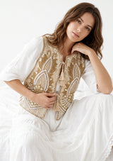 ibBan Hand Embroidered Vest | Luxury Beaded Sleeveless Vest - Vidha
