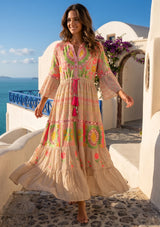 Women's Hand Embroidery Cotton Long Tunic Dress with Embroidery | ibBan - Orla