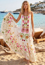 Women's Cotton Maxi Dress Square Neck - Zewena