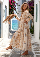 ibBan Printed Cotton Maxi Dress | Premium Women's Boho Resort Dress - Afra Long Dress