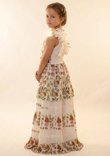 Vestido largo de algodón con cuello en V para niña - Aina