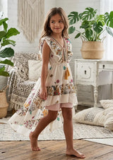 Robe en coton col V pour fille - Jelisha