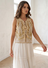 ibBan Hand Embroidered Vest | Luxury Beaded Sleeveless Vest - Vidha