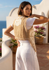 ibBan Hand Embroidered Jute Gilet | Luxury Summer Women's Vest -Donia
