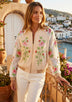 Women's a Stylish Bomber Hand Embroidery Canvas Zip Jacket - Farida