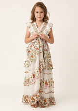 Vestido largo de algodón con cuello en V para niña - Aina